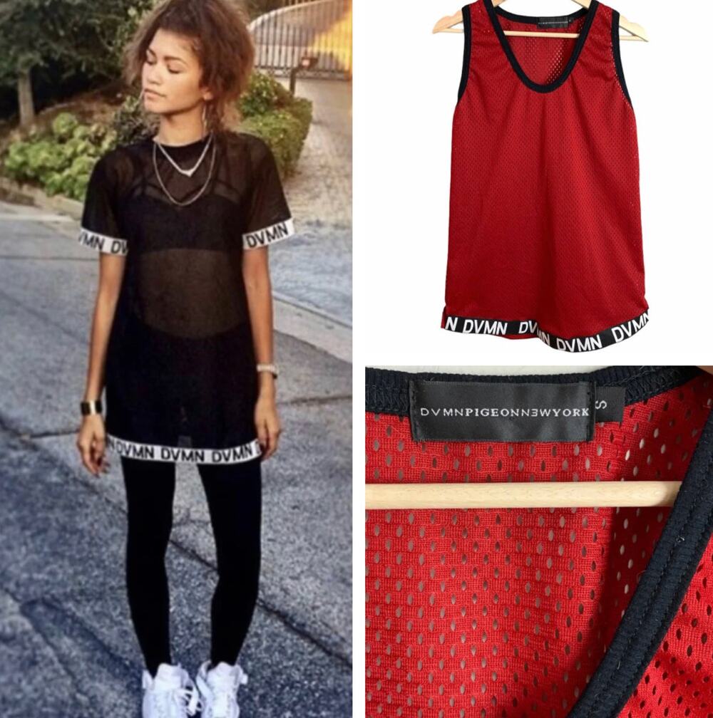 DVMN Damn Pigeon New York Red Mesh Dress Tunic Top Swim Beach Coverup S Small.